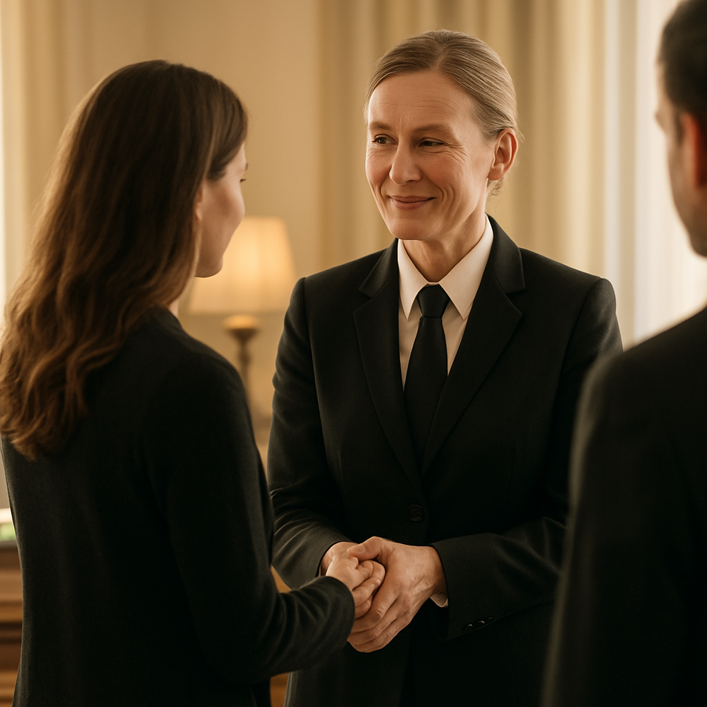 A funeral professional offering compassionate support
